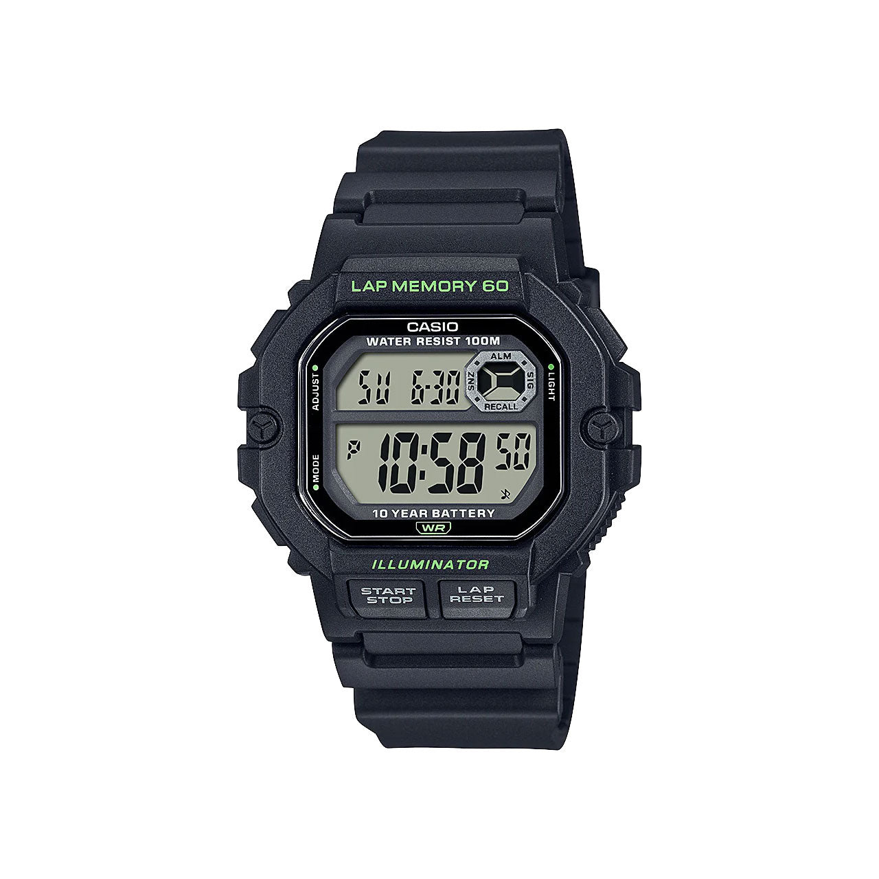 Black / Green Digital Sports Watch - WS1400H-1A