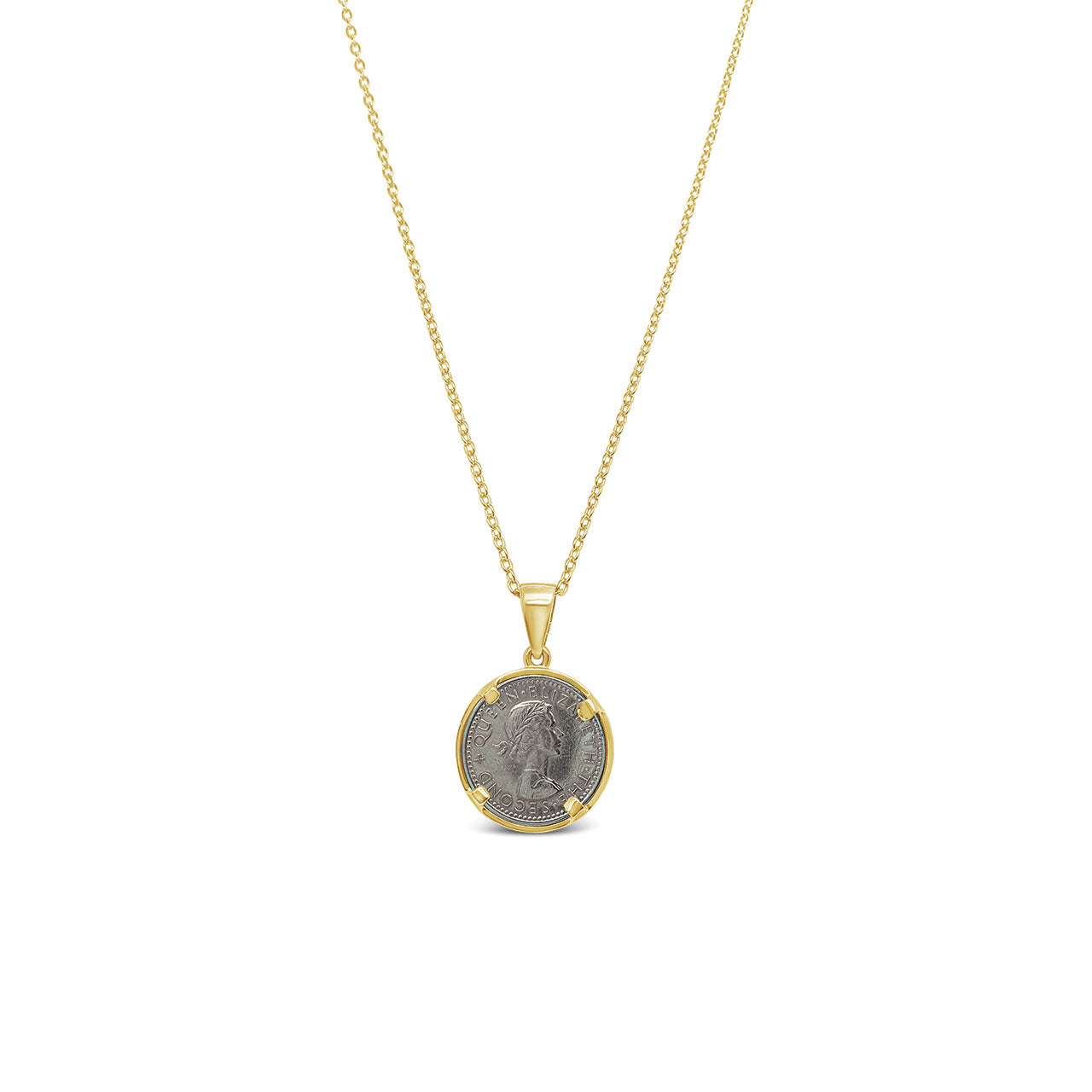 9k Yellow Gold Plain Wire NZ Thruppence Pendant
