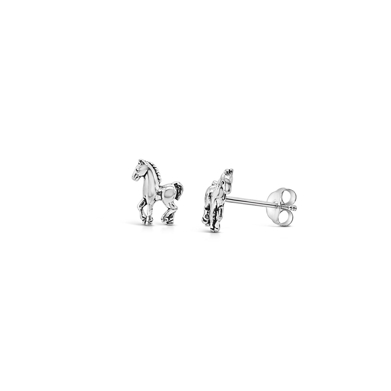 Sterling Silver Tiny Horse Stud Earrings