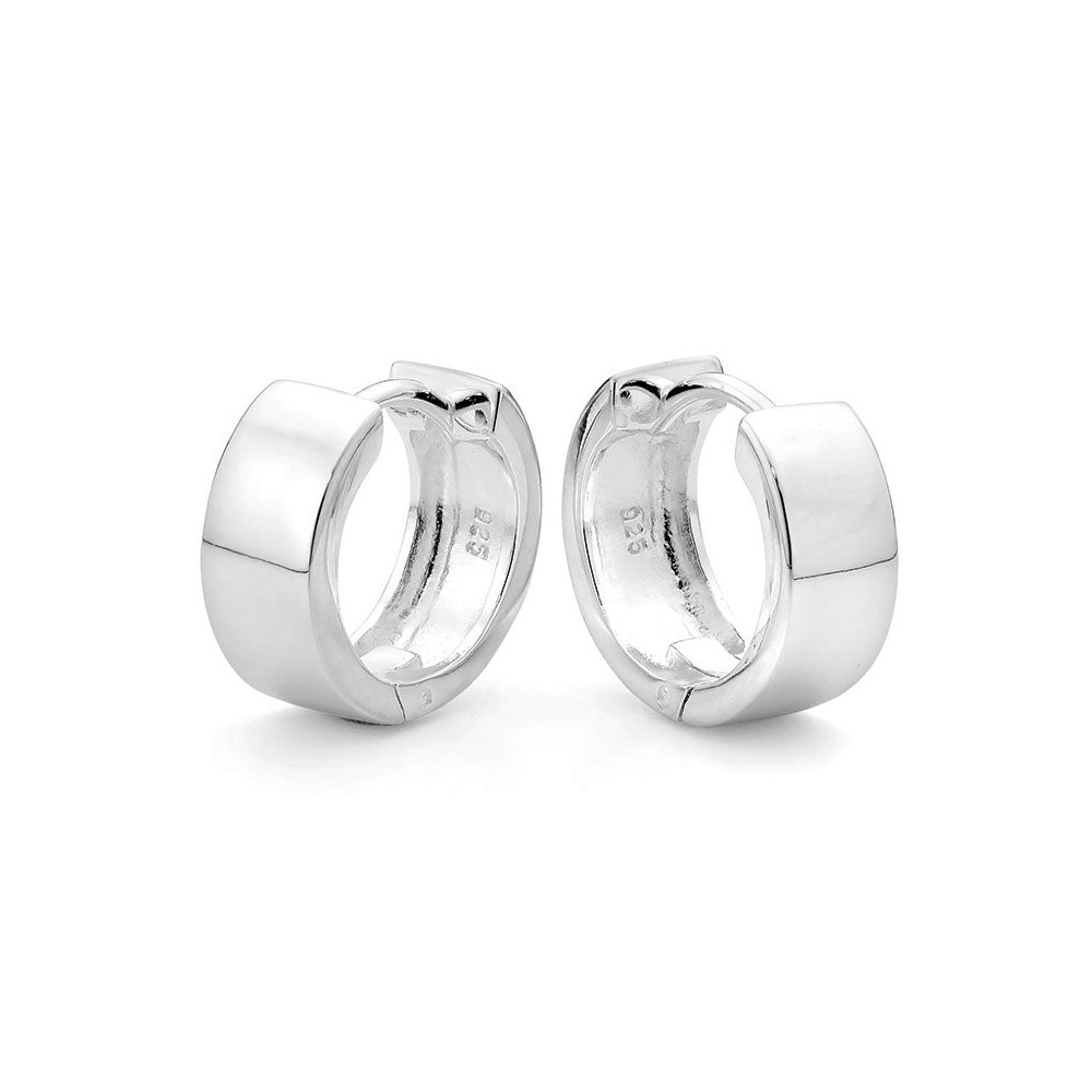 Sterling Silver 15mm Plain Round Huggie Earrings