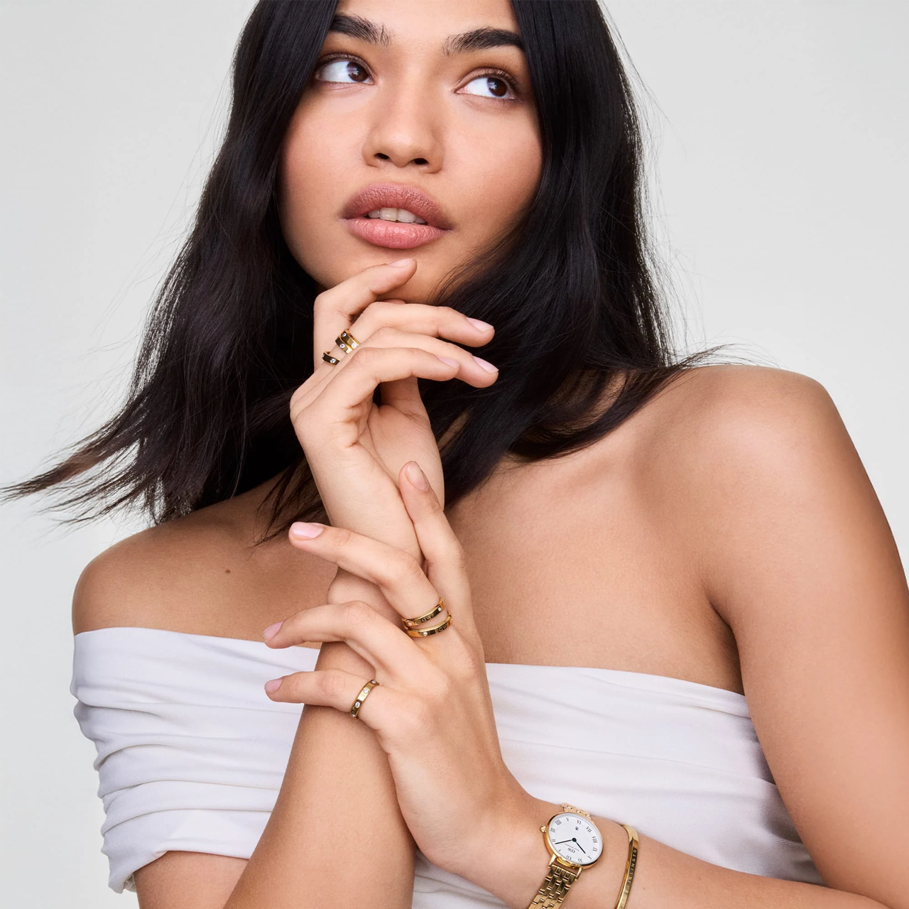 Petite 28 Roman Numeral Date 5-Link Gold Watch