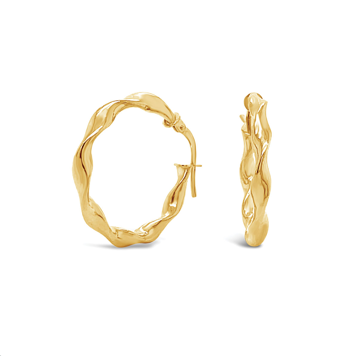 9k Yellow Gold 20mm Twist Hoop Earrings
