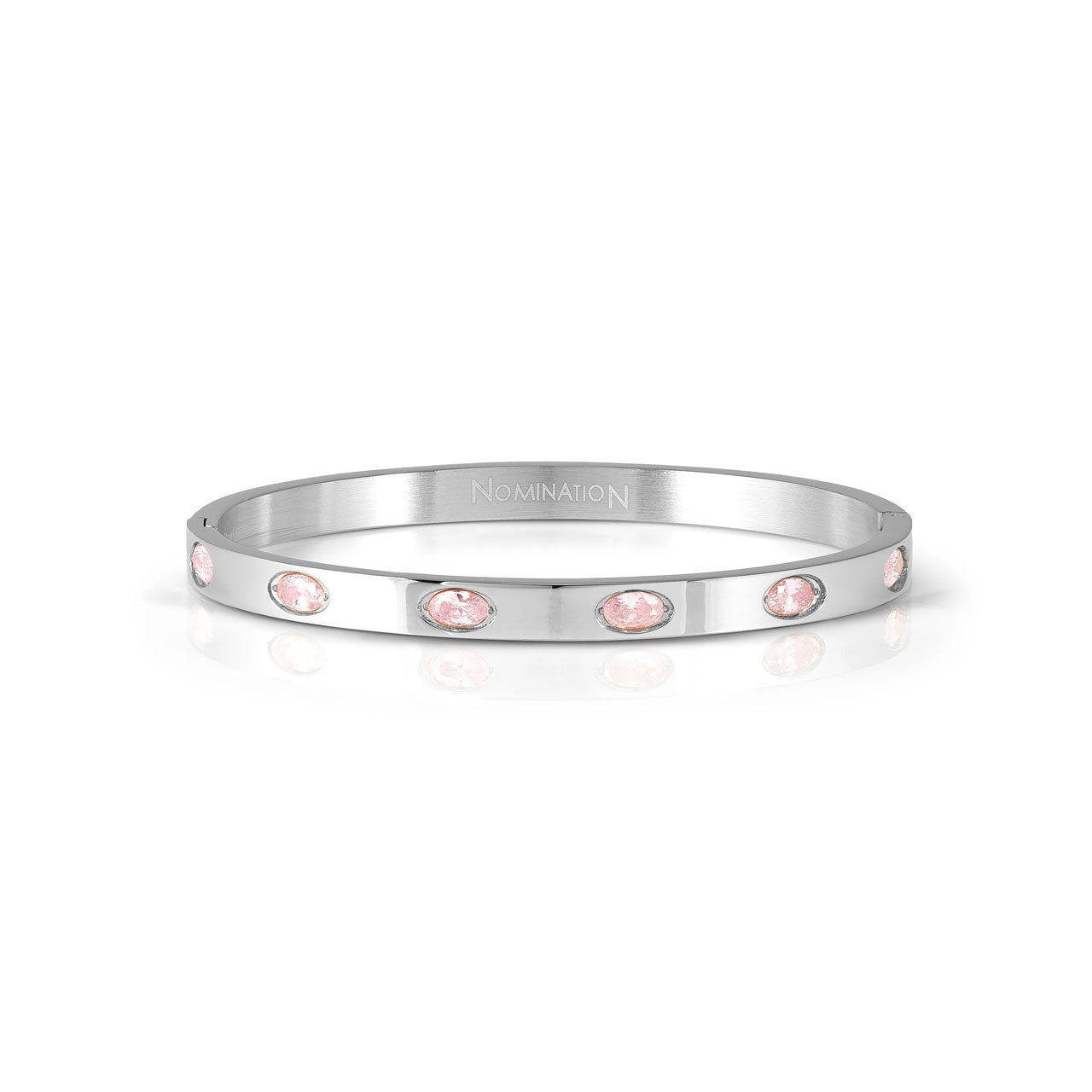 Pretty Bangles Stainless Steel With Pink CZ - Size Large