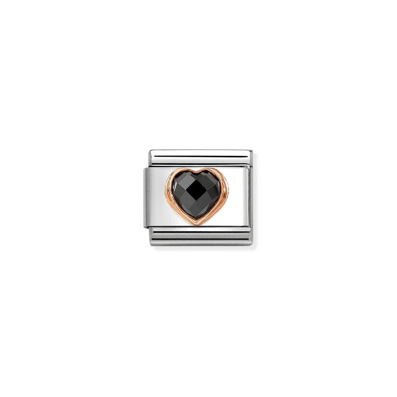 Composable Classic Link 430607/011 Black CZ Heart In 9K Rose Gold