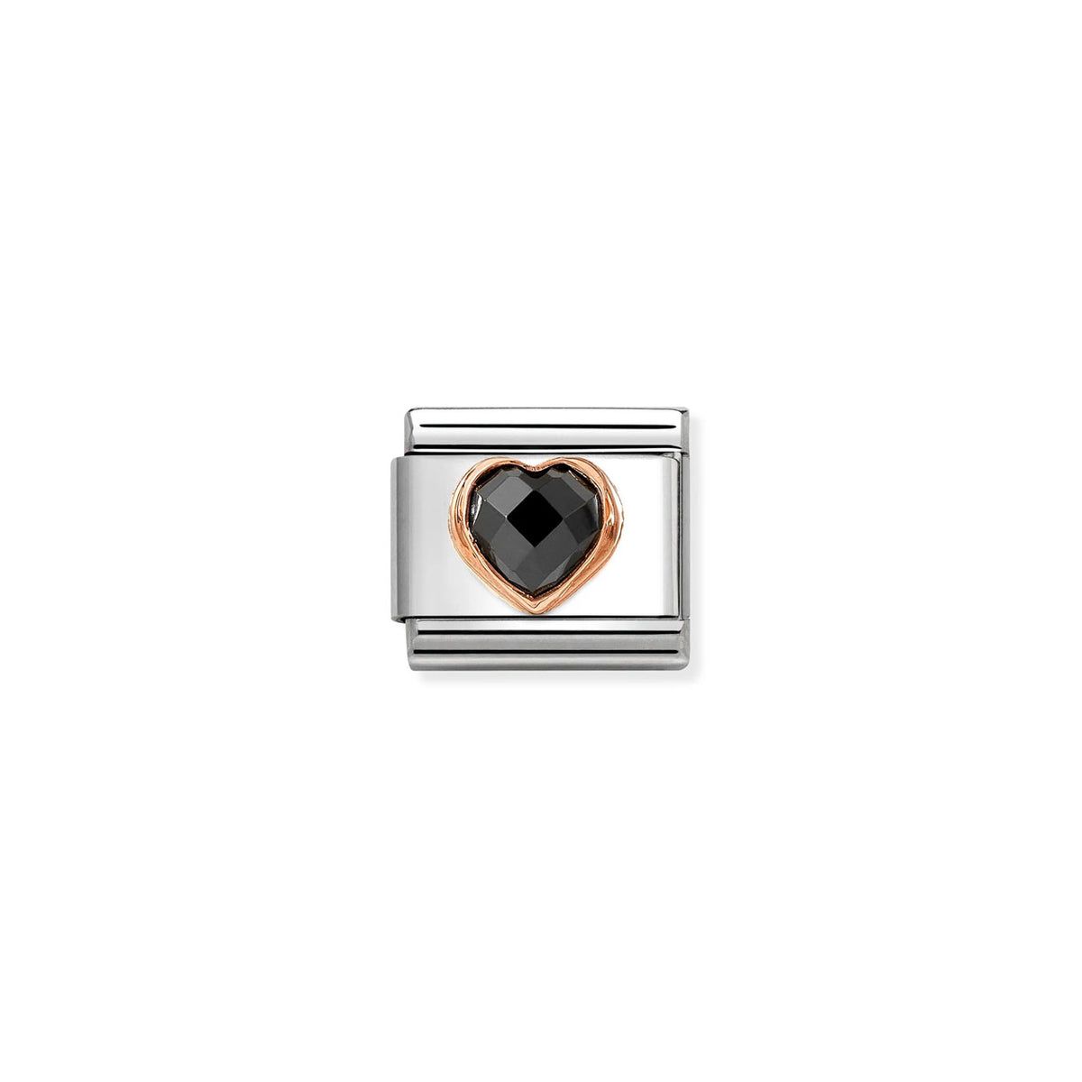 Composable Classic Link 430607/011 Black CZ Heart In 9K Rose Gold