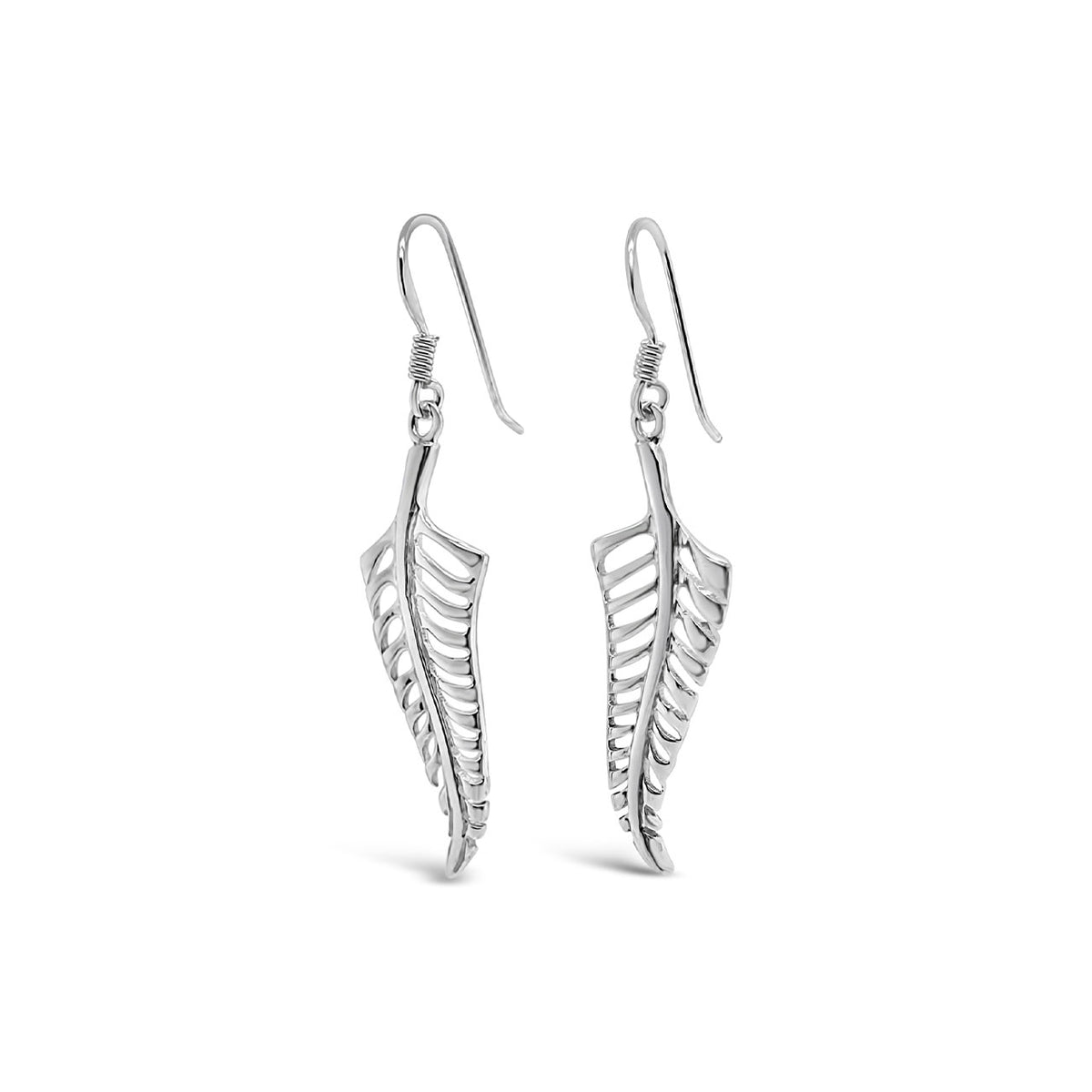 Sterling Silver Medium Fern Hook Earrings