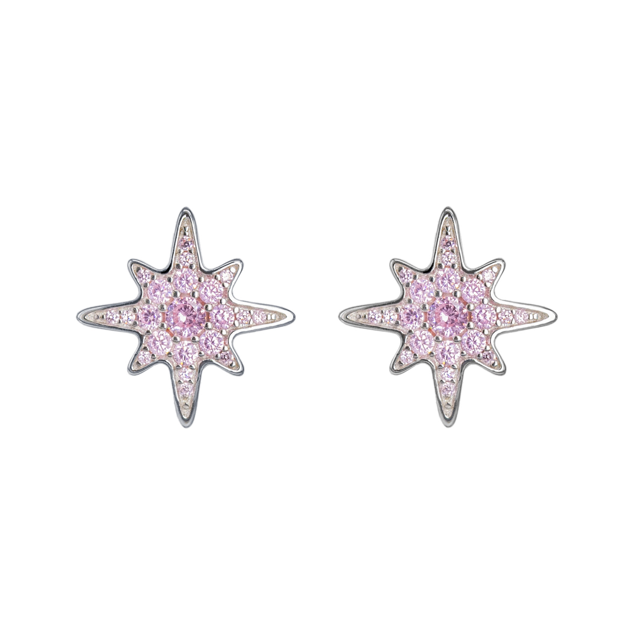Sterling Silver Starburst Rosey Studs
