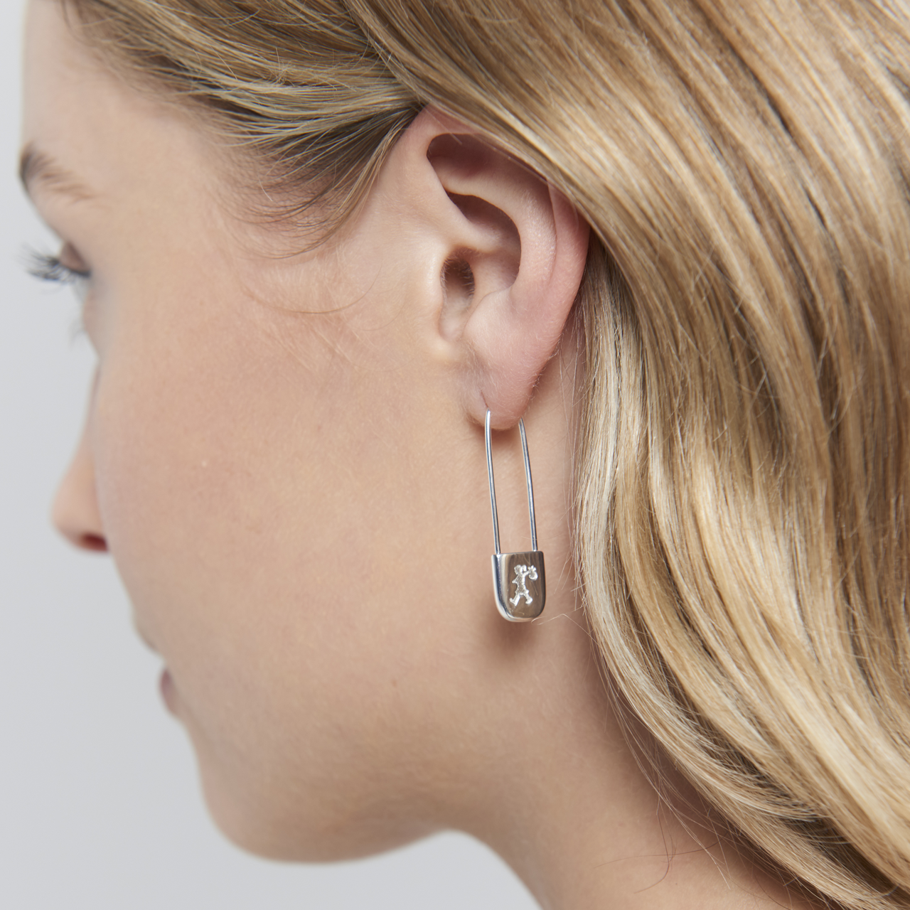 Sterling Silver Runaway Safety Pin Earrings