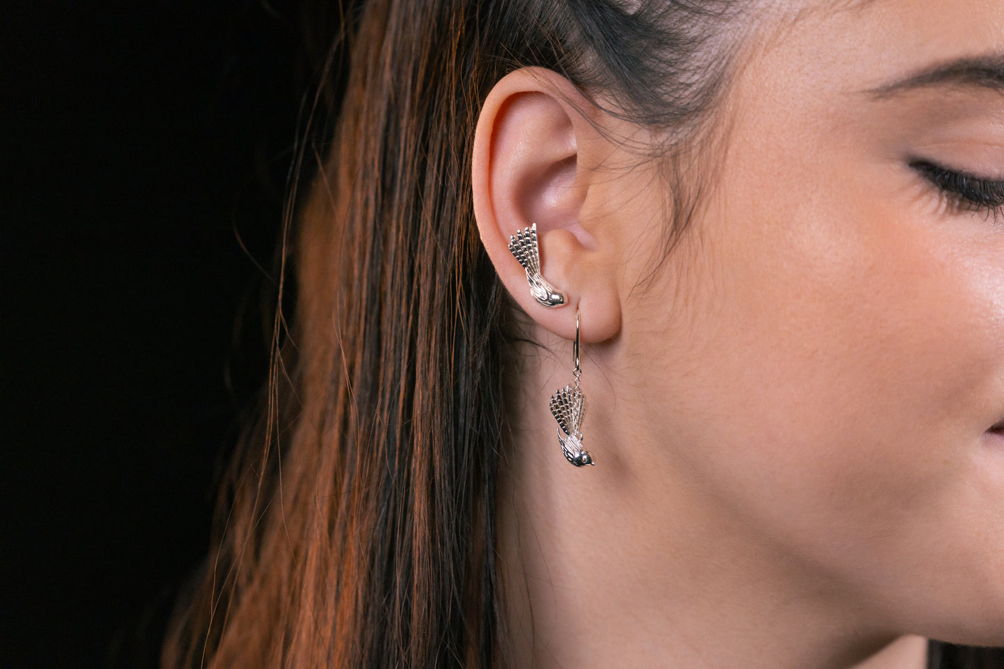 Sterling Silver Fantail Stud Earrings