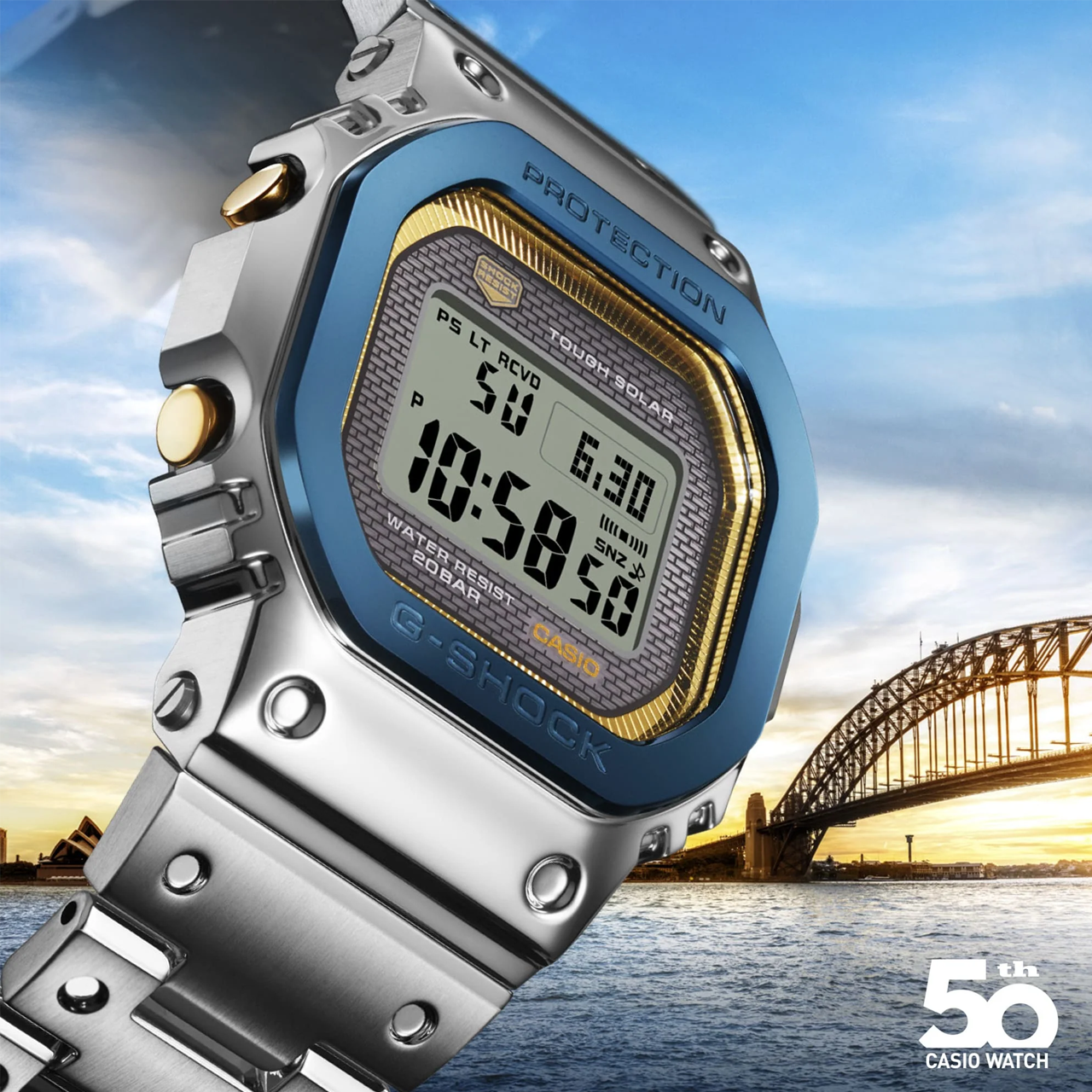 G-Shock 50th Anniversary Limited Edition Full Metal Tough Solar Digital Watch - GMWB5000SS-2D