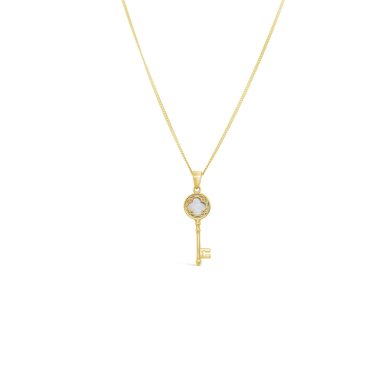 9k Yellow Gold Mother of Pearl Key Pendant