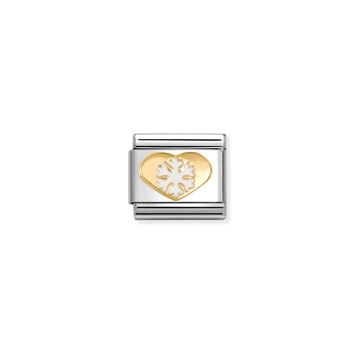 Composable Classic Link 030225/26 Snowflake In 18K Gold Heart With Enamel