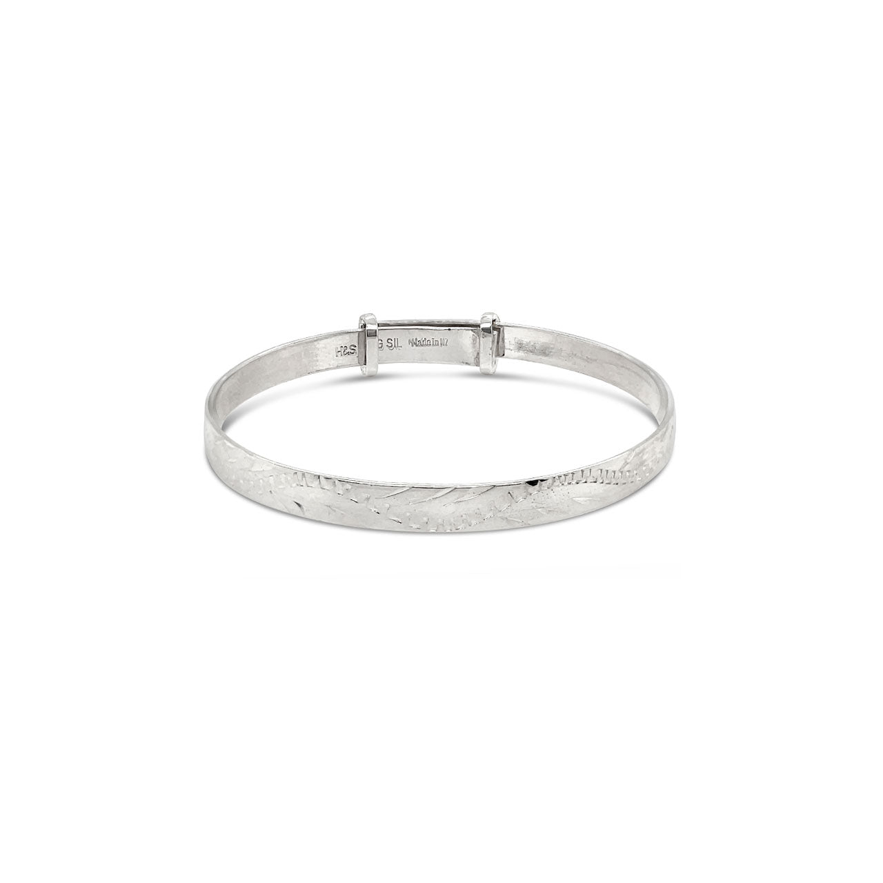 Sterling Silver Babies Expanding Hand Engraved Christening Bangle