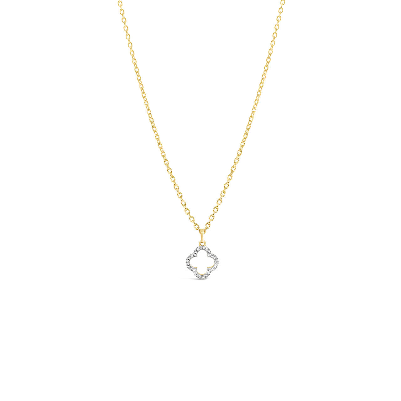 9k Yellow Gold Diamond Pave Set Open Flower Pendant