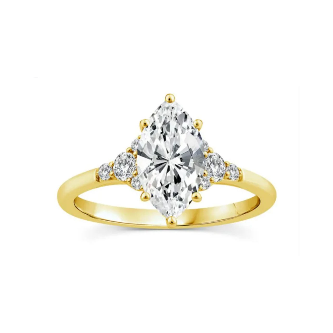 9k Yellow Gold 1.67ct Lab Grown Diamond Marquise Cut Vintage Style Engagement Ring