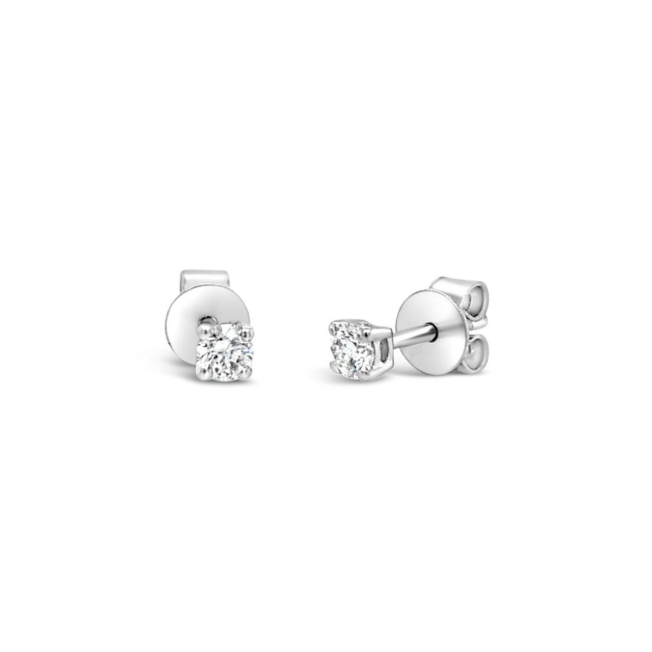 9k White Gold 4 Claw Diamond Stud Earrings
