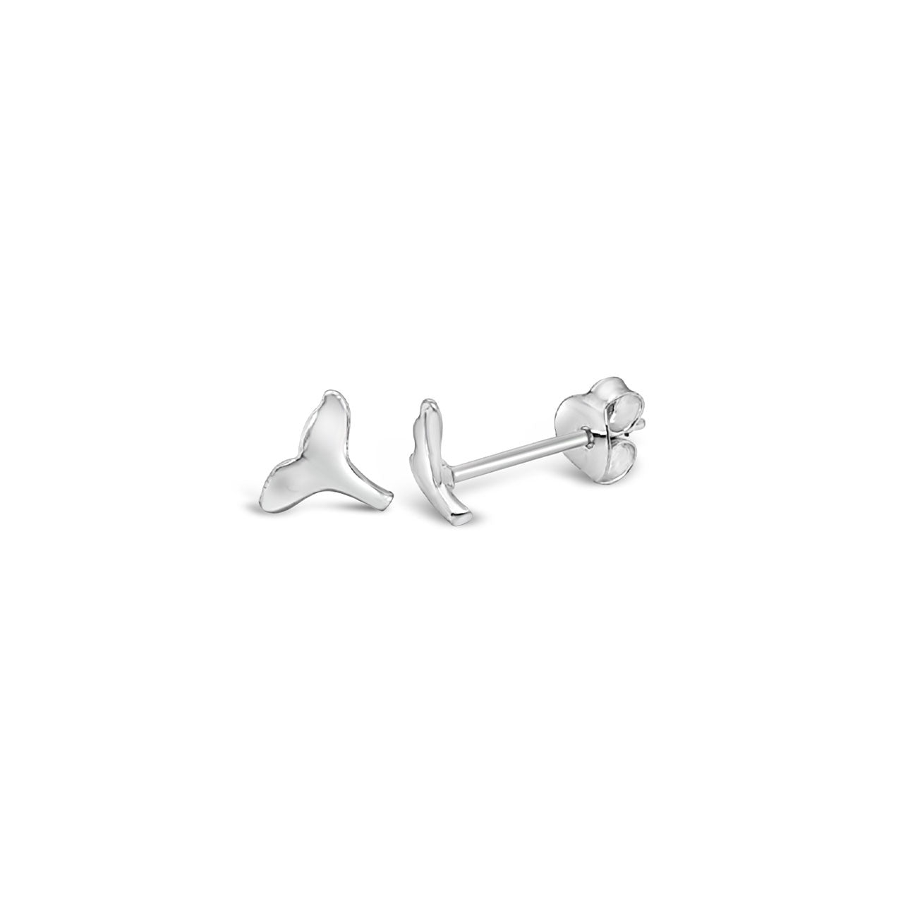 Sterling Silver Tiny Whale Tail Stud Earrings