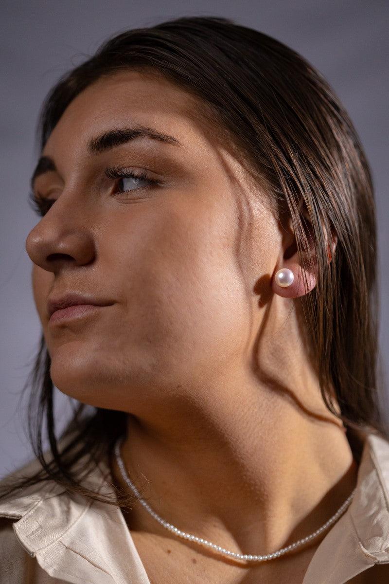 10mm White Button Fresh Water Pearl Stud Earrings - Jamies Jewellers