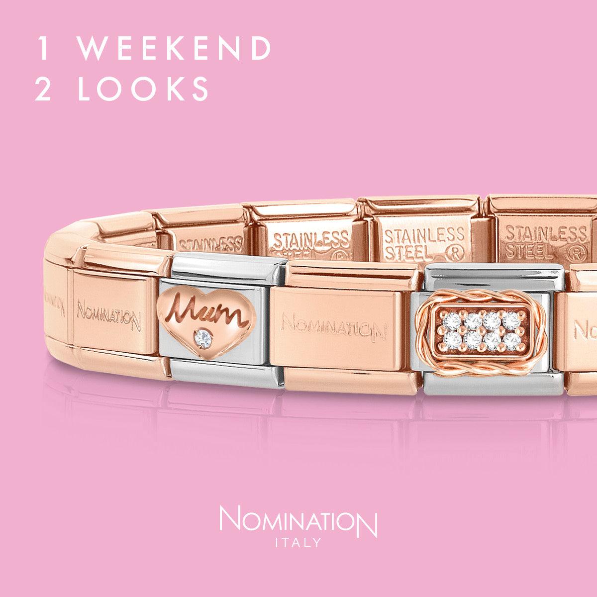 Composable Classic Link 430305/10 Rose Gold Heart with Mum & Stone - Jamies Jewellers