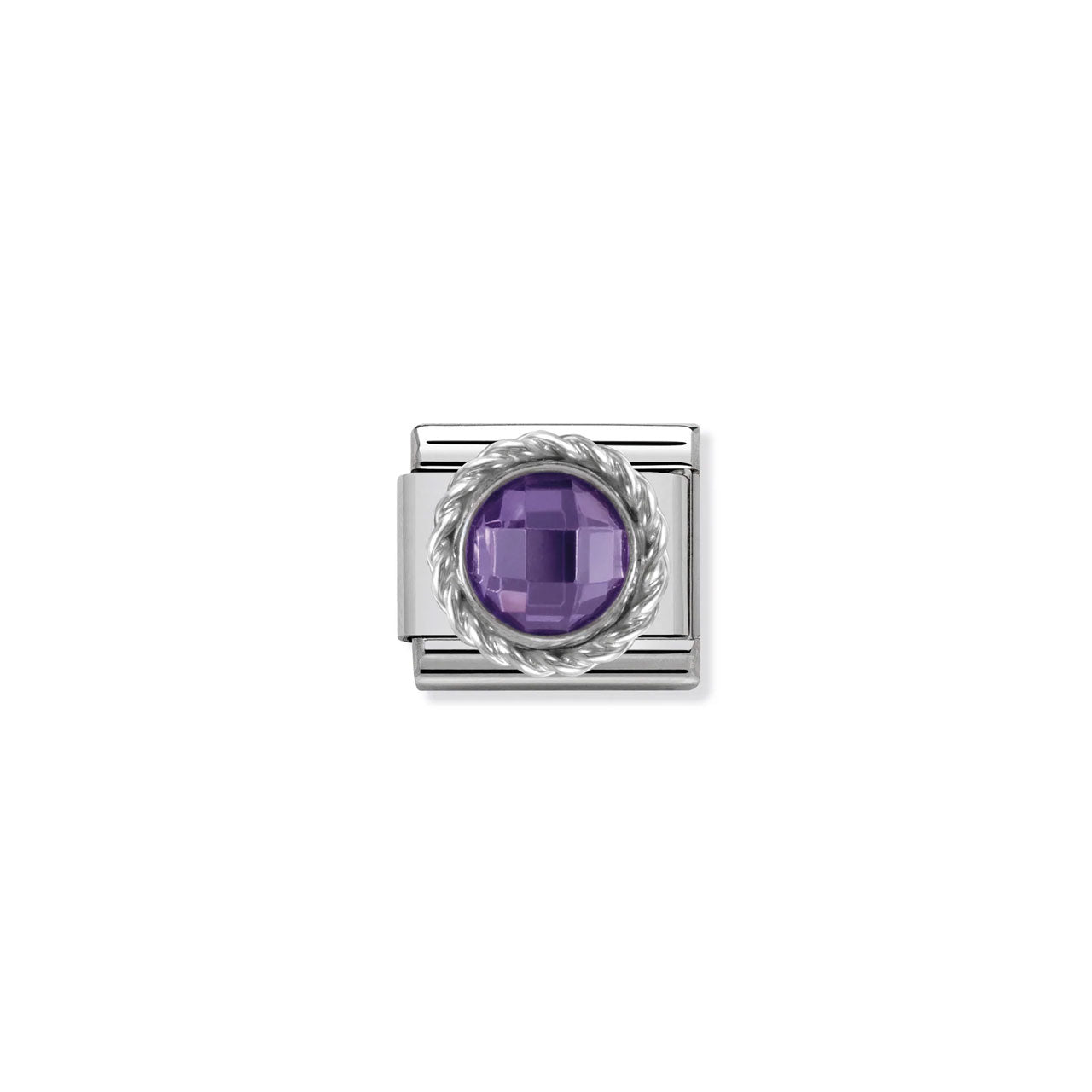 Composable Classic Link 330601/001 Round Faceted Purple CZ with Twist Detail In 925 Silver