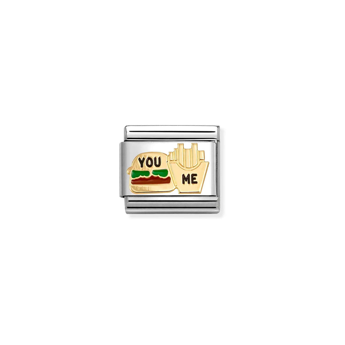 Composable Classic Link 030285/89 Burger & Fries In 18K Gold & Enamel