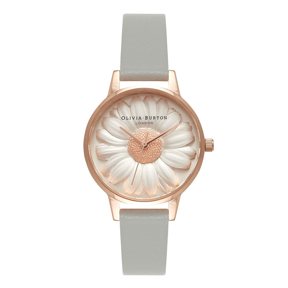 3D Daisy Grey & Rose Gold Watch