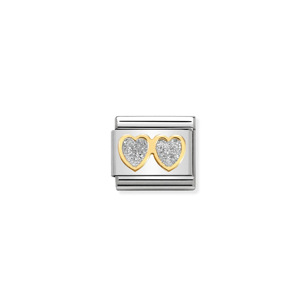 Composable Classic Link 030220/01 Double Silver Hearts with Glitter Enamel