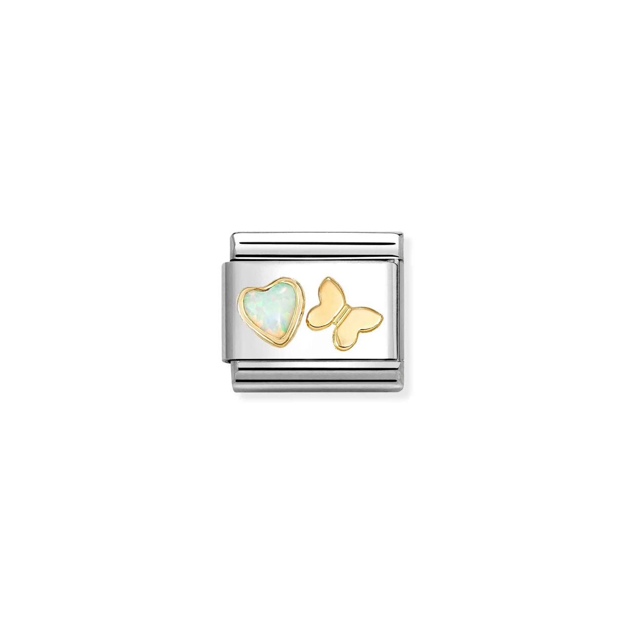 Composable Classic Link 030523/11 White Opal Heart & Butterfly In 18K Gold