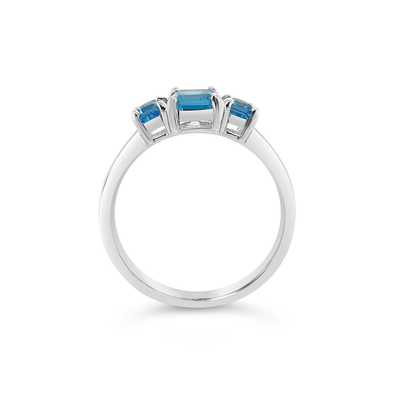 Sterling Silver 3 Stone Blue Topaz Dress Ring