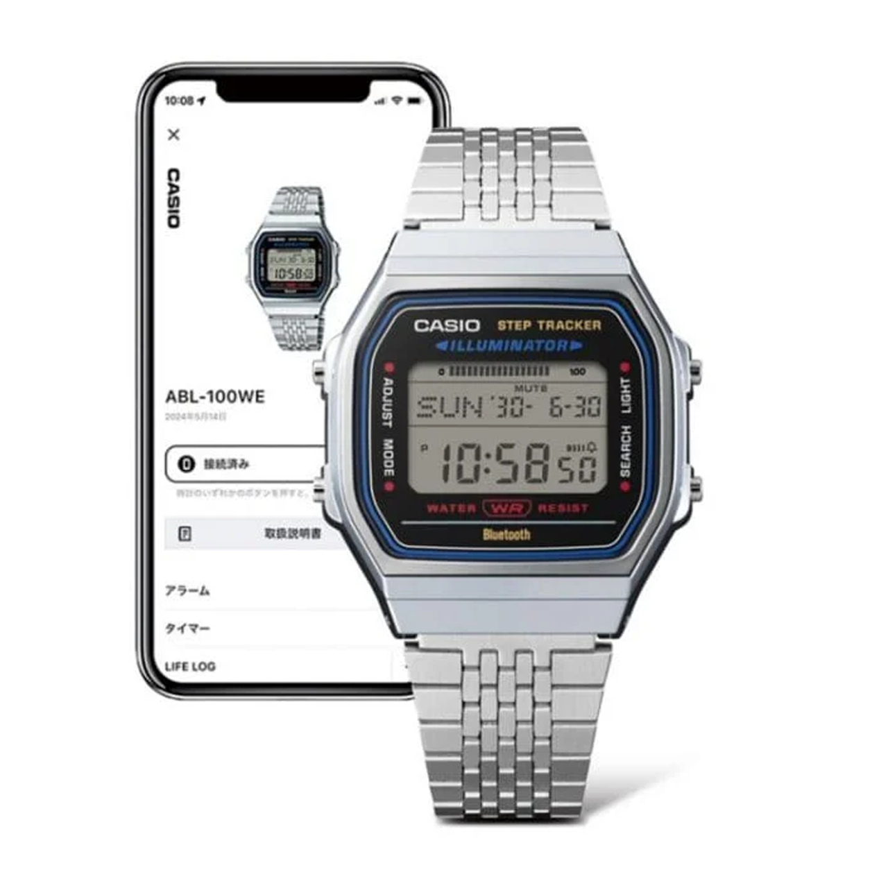 Casio Digital Vintage Steel Step Counter Watch - ABL100WE-1A