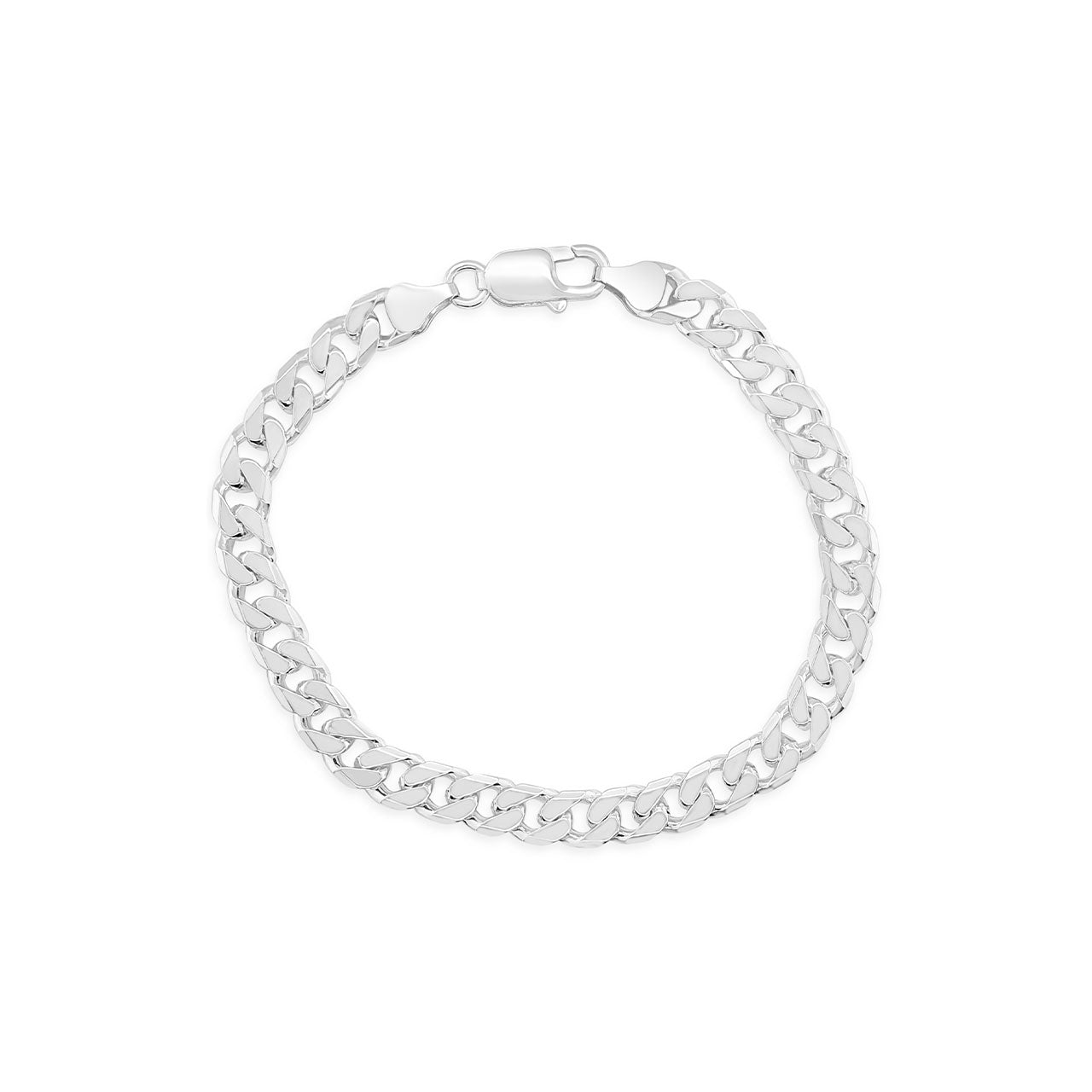Sterling Silver Tight Flat Bevel Diamond Cut Curb Chain Bracelet