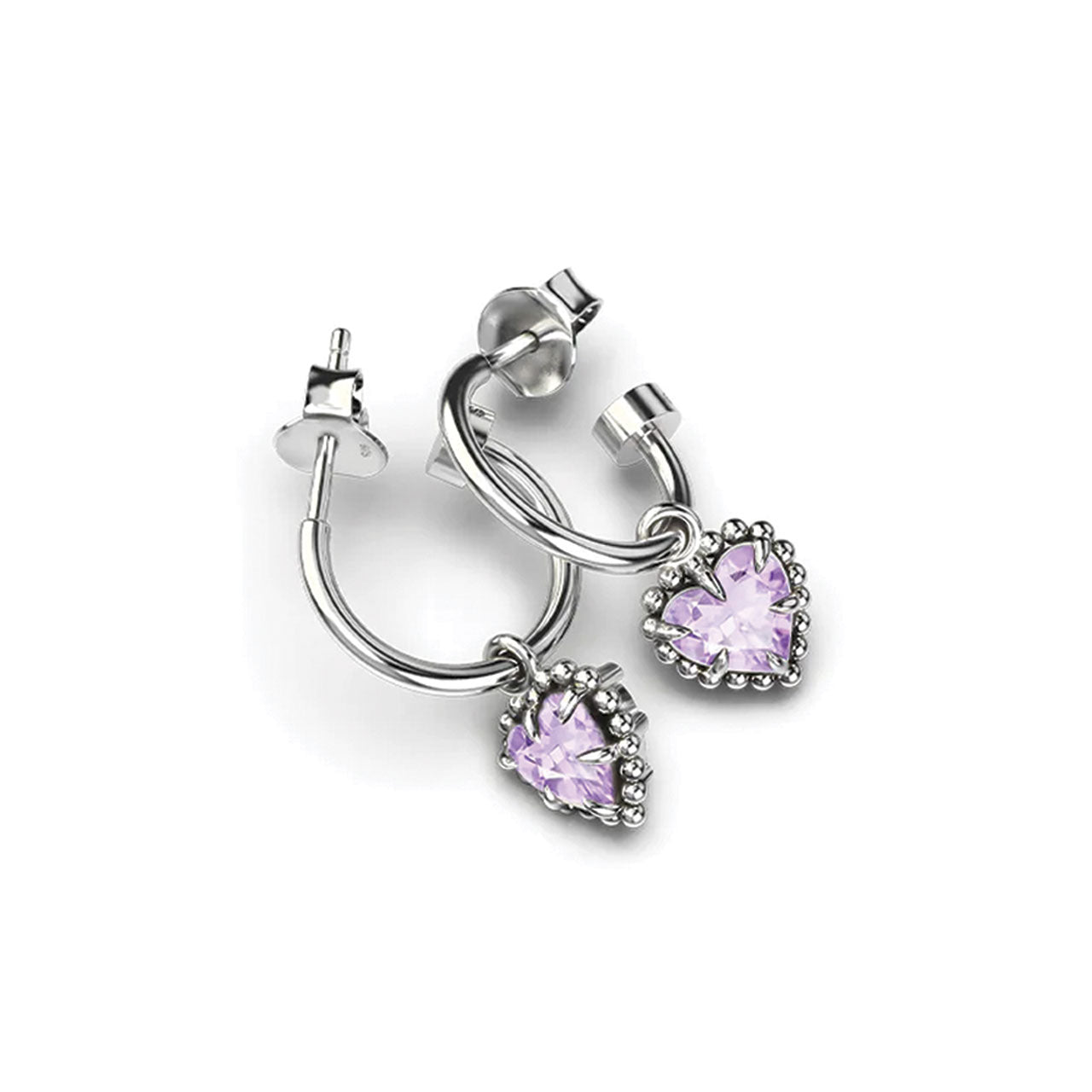 Dahlia's Heart Anchor Earrings - Pink Amethyst