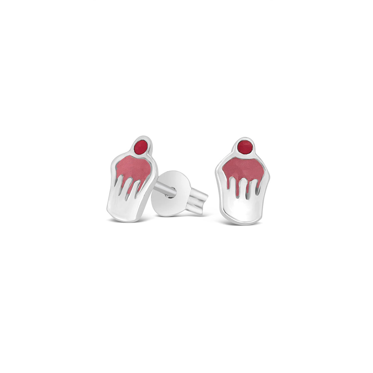Sterling Silver Cupcake Enamel Stud Earrings
