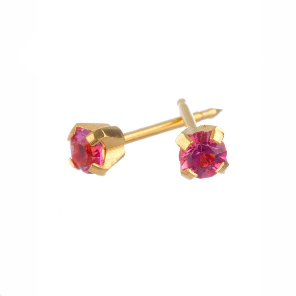Surgical Sainless Steel Gold Plated 3mm October Claw Studs