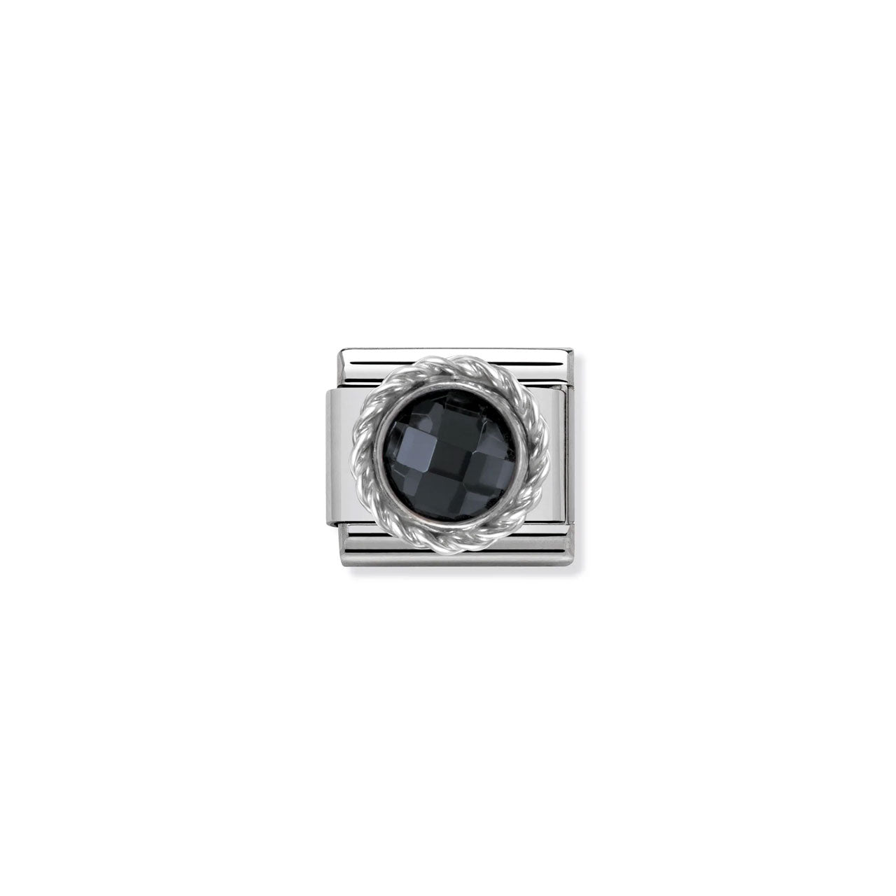 Composable Classic Link 330601/011 Round Faceted Black CZ with Twist Detail in 925 Silver
