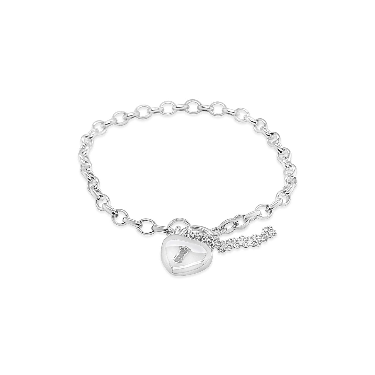 Heart Padlock 18cm Medium Oval Belcher Bracelet