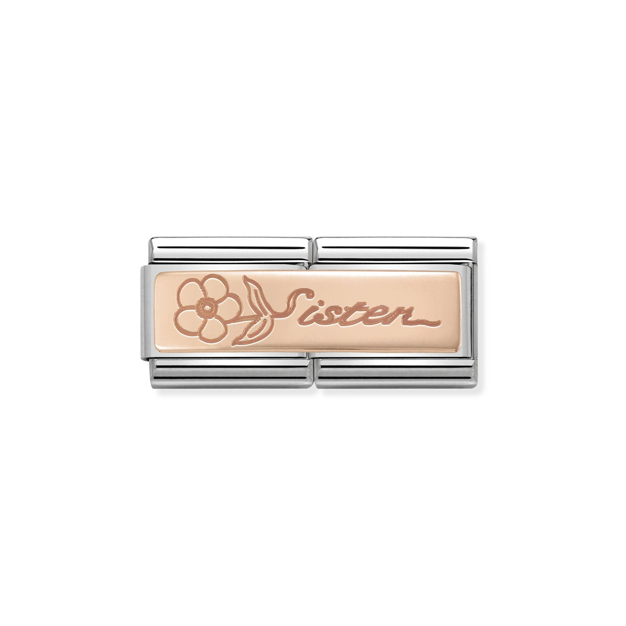Composable Classic Double Link 430710/15 9k Rose Gold Sister with Flower
