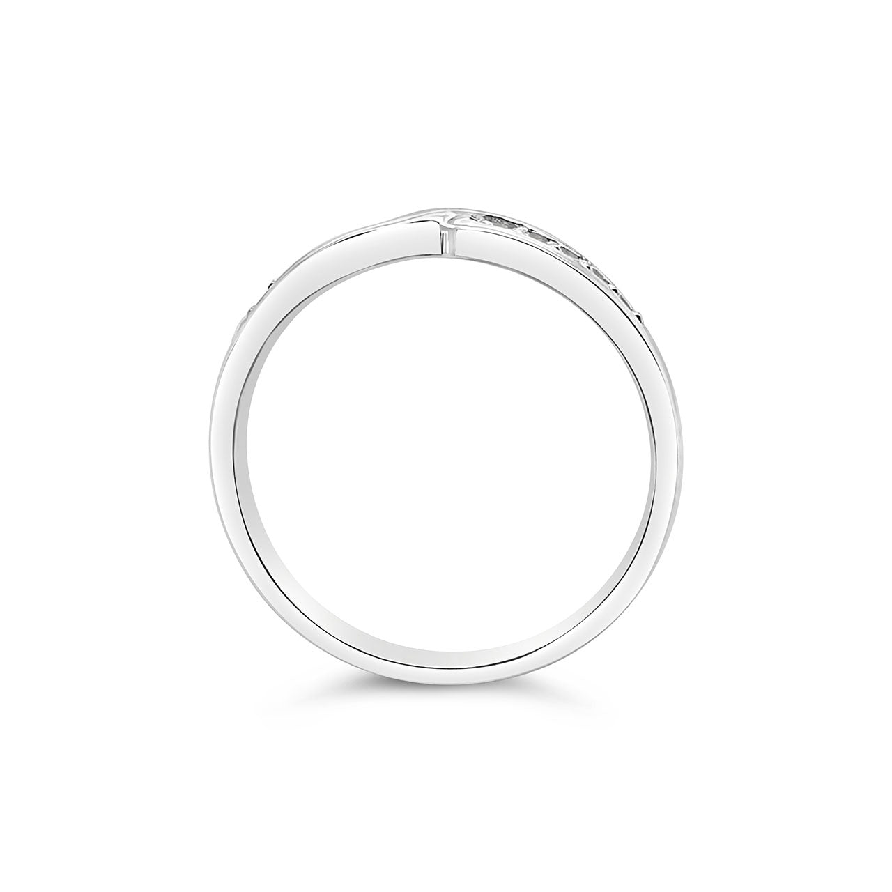 9k White Gold Twist Diamond Ring Bead Set Ring