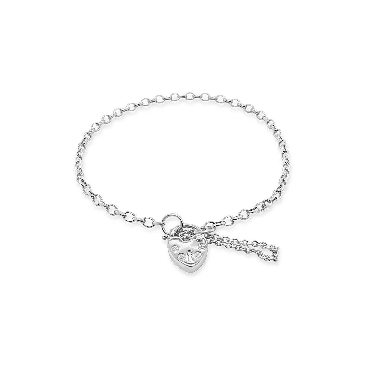 Sterling Silver BO2 Oval Belcher Medium Weight Padlock Bracelet