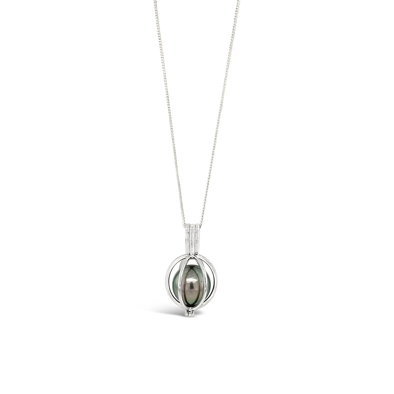 Sterling Silver Tahitian Pearl Cage Necklace
