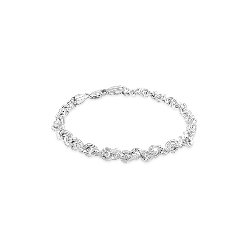 Sterling Silver Twisted Diamond Cut Curb Chain 19cm Bracelet