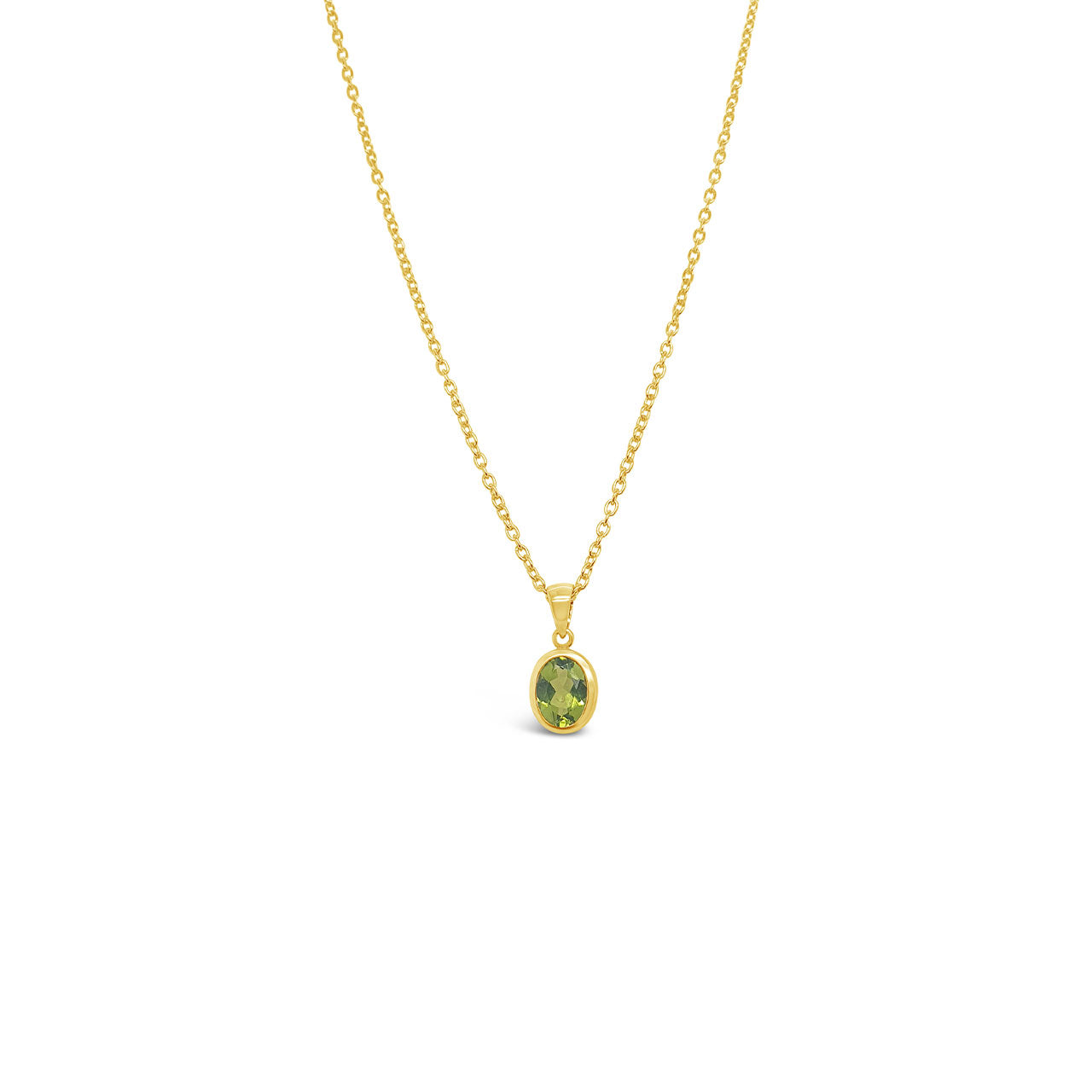 9k Yellow Gold Peridot Bezel Set Pendant