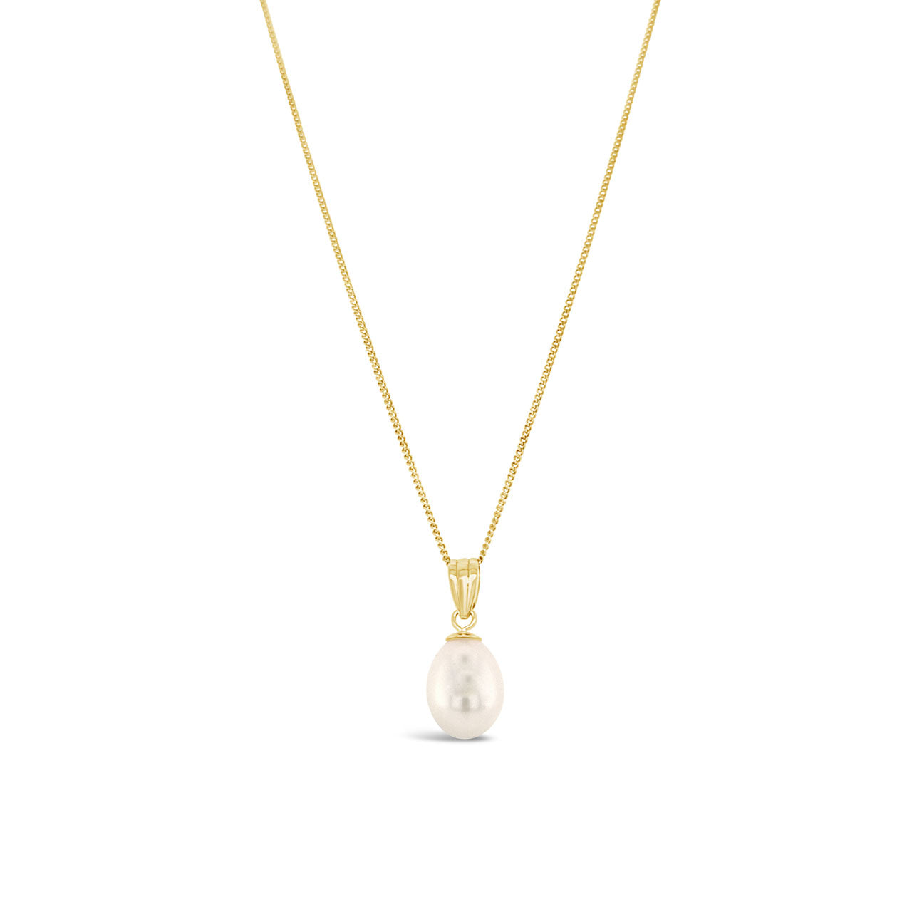 9k Yellow Gold 8.5-9mm Fresh Water White Oval Drop Pendant