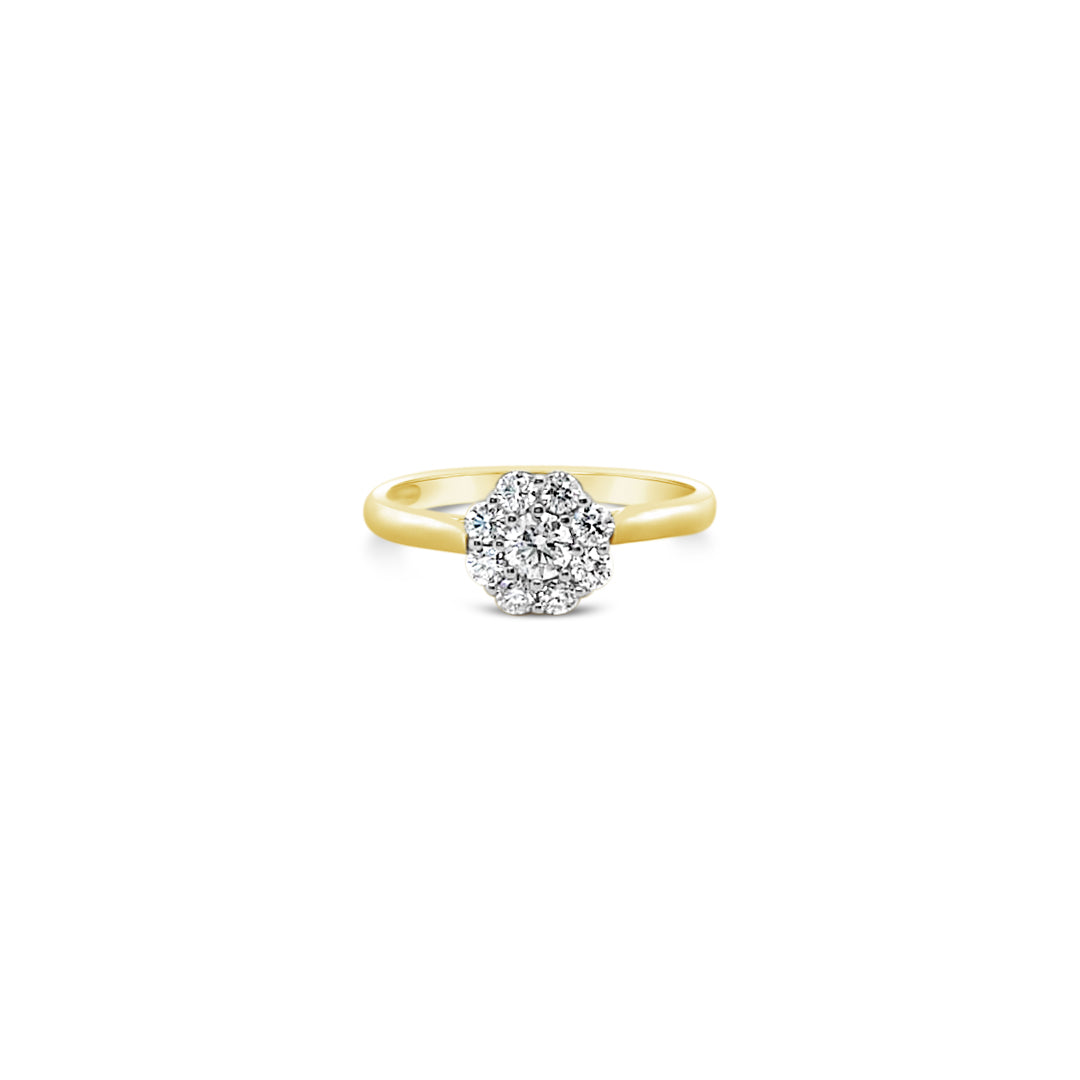 9k Yellow Gold Diamond 0.18ct Cluster Ring