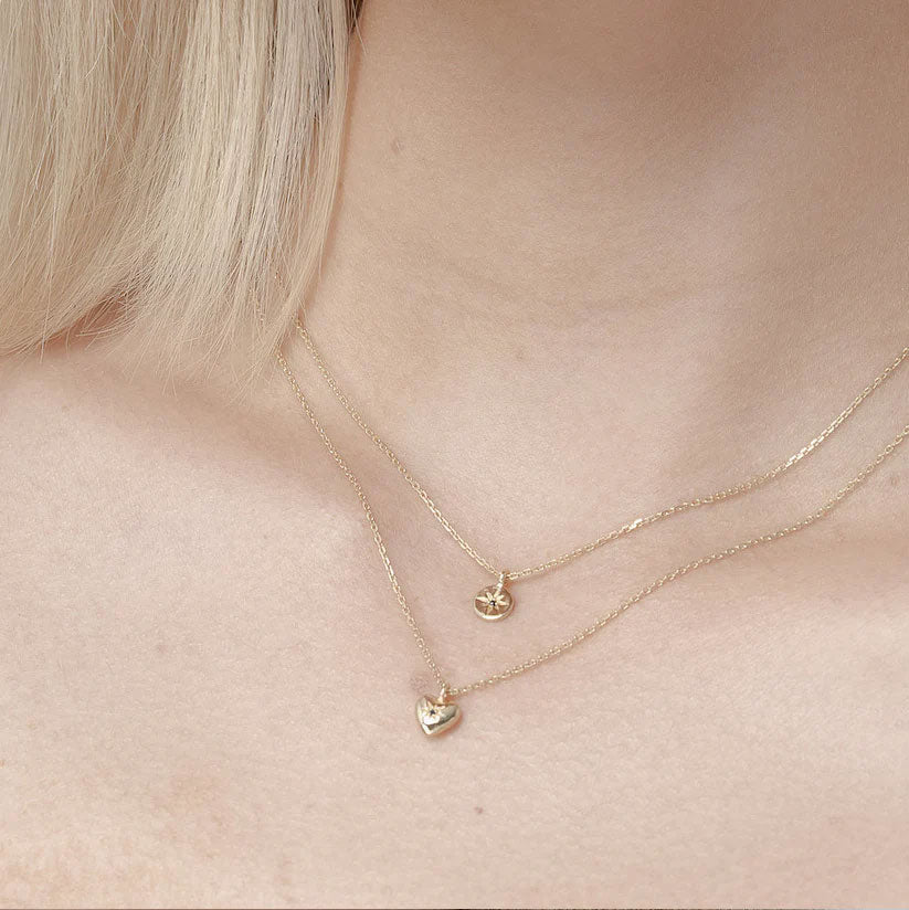 Petite North Star Necklace (Black Diamond/Gold)
