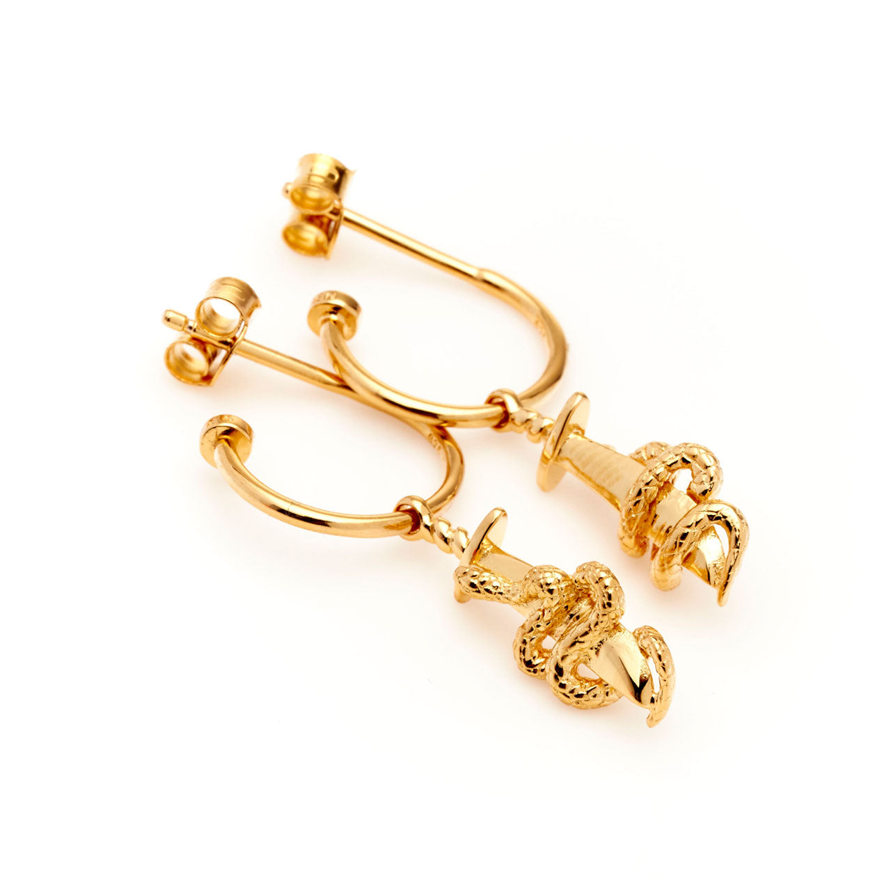 Jamies Exclusive - Gold Plated Snakes & Daggers Anchor Sleeper Earrings