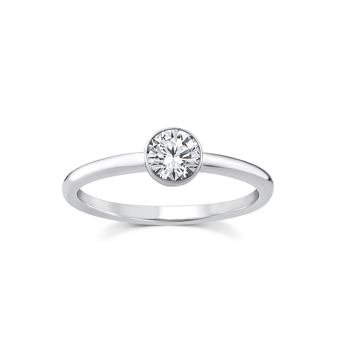 9k White Gold 0.50ct Lab Grown Diamond Bezel Set Ring