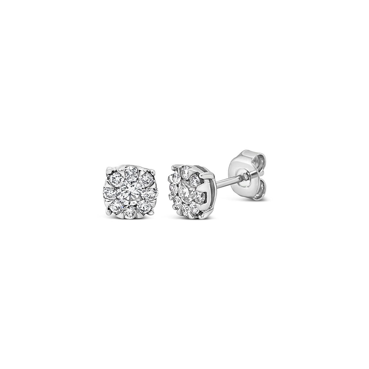 9k White Gold Cluster 0.50ct Diamond Stud Earrings
