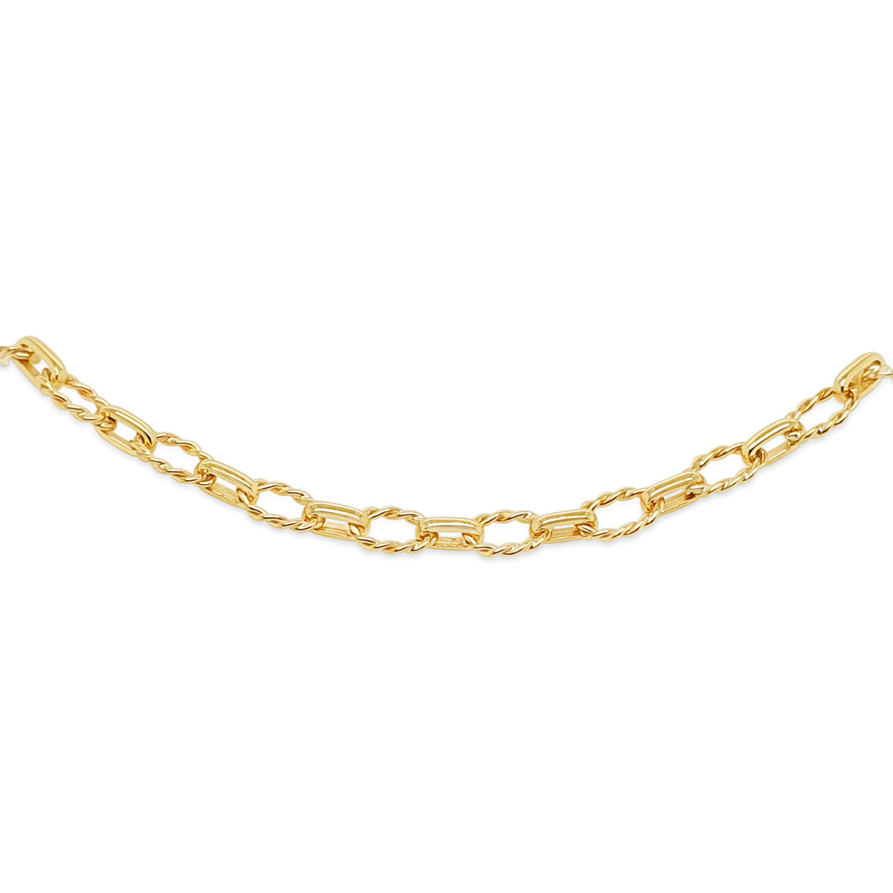 9k Yellow Gold Twist and Plain Belcher 19cm Bracelet