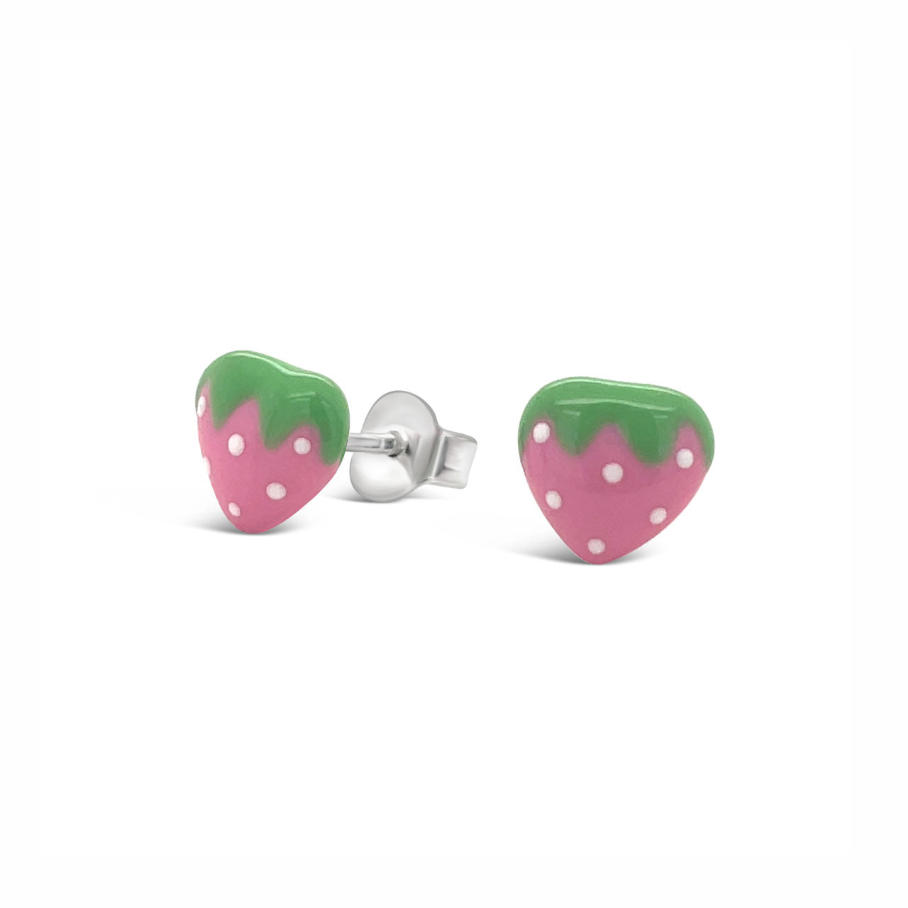 Sterling Silver/Enamel Strawberry Stud Earrings
